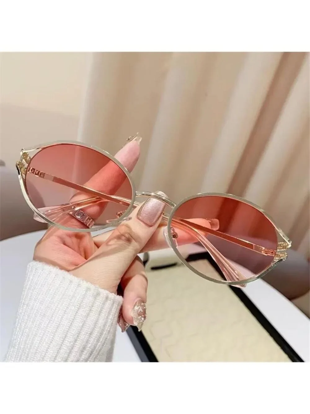 Retro Metal Oval Frame  Sunglasses